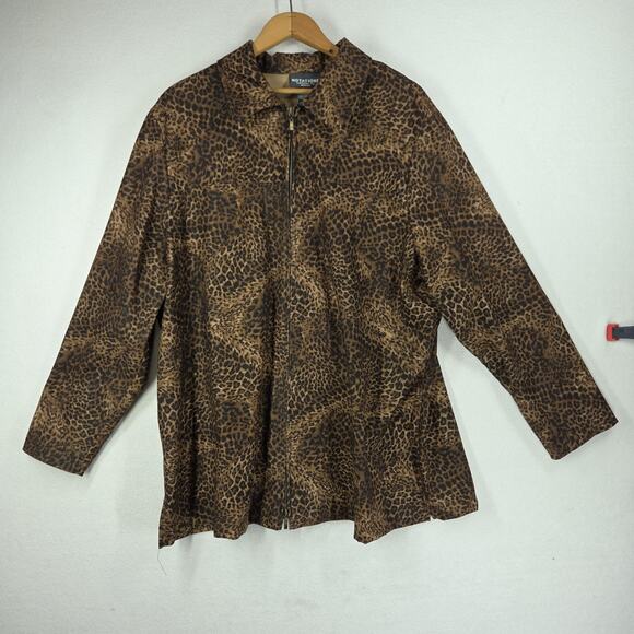 Vintage Notations Jacket 2X Womens Leopard Print Faux Suede Cheetah Animal - Picture 4 of 11